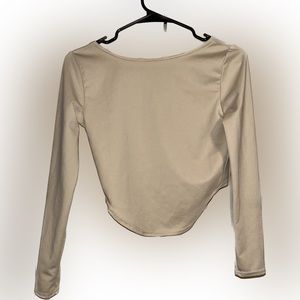 Women High-Low Crop Long Sleeve Top| Nude| Size S